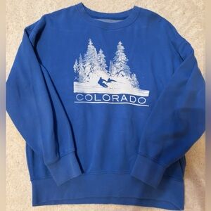 American Eagle Outfitters Blue Colorado Graphic Crewneck Sweater